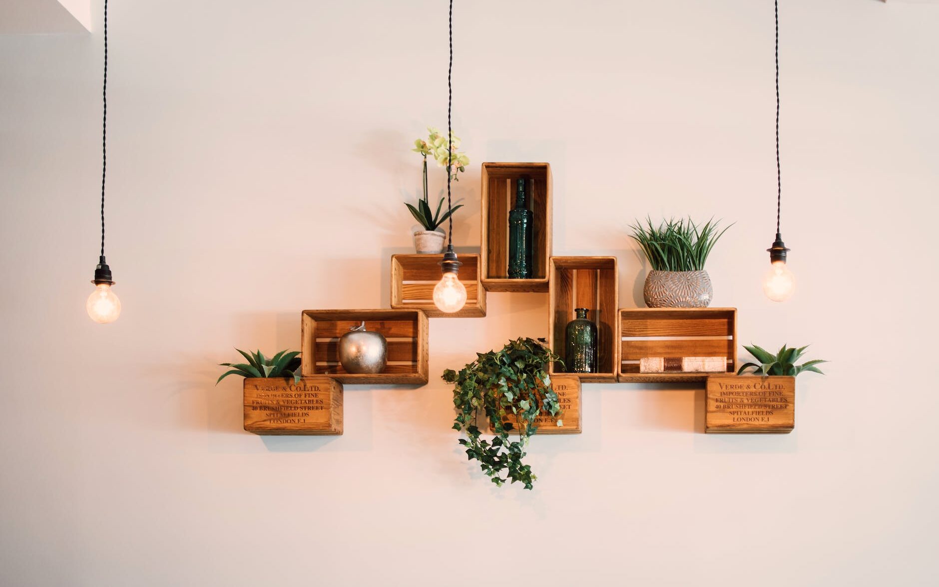 crates mounted on wall